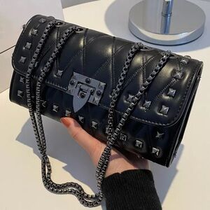 NWOT Black Quilted Studded Shoulder Bag